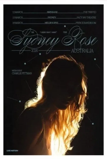 Discover Sydney Rose 2026 Australia Tour Poster - I Know What I Want Concert Wall Art
