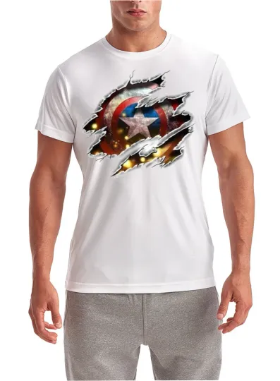 Discover Captain America T-Shirt - New With Tag - Quality Wicking Tee