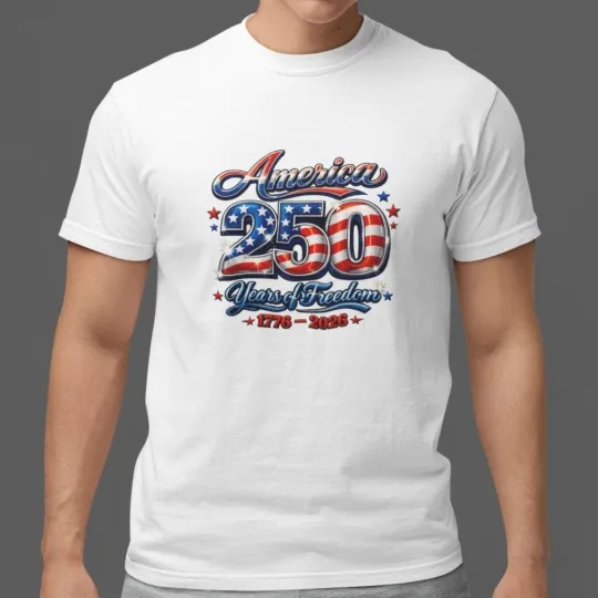 Discover America 250 Years of Freedom 1776-2026 Patriotic USA Flag T-Shirt Unisex