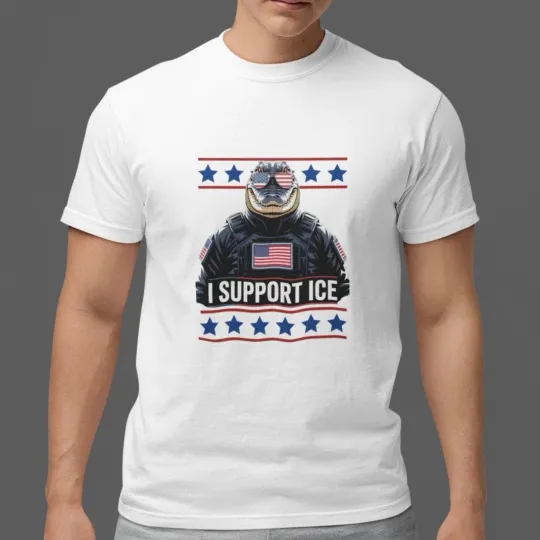 Discover I Support ICE T-Shirt Patriotic Immigration Enforcement Graphic Tee Unisex