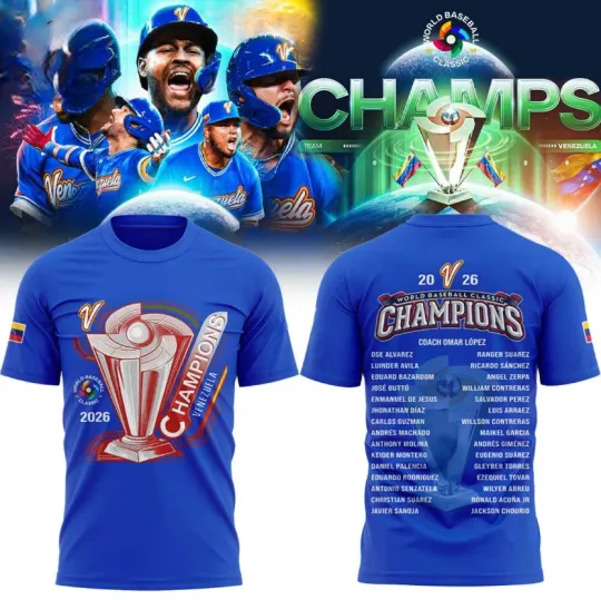 Discover Venezuela Baseball 2026 World Baseball Classic Champions Locker Room T-Shirt
