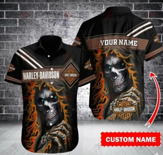 Discover Personalized Harley Motor Racing Davidson Casual Button Down Shirt Unisex Adults