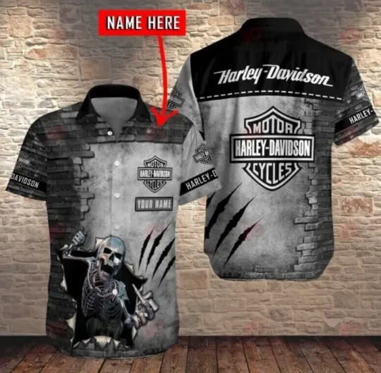 Discover Personalized Harley Motor Racing Davidson Casual Button Down Shirt Unisex Adults