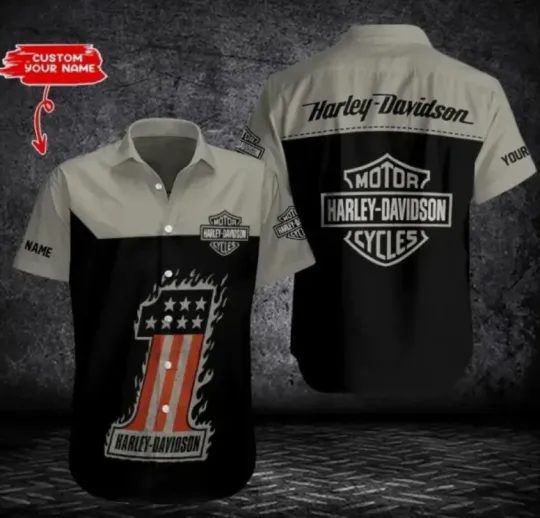 Discover Personalized Harley Motor Racing Davidson Casual Button Down Shirt Unisex Adults