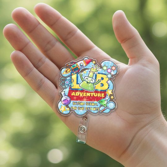 Discover Lab Story Lab Week 2026 Badge Reel, Medical Laboratory Professional Gift, Retractable ID Holder for Lab Techs, Fun Lab Accessory OHZF12