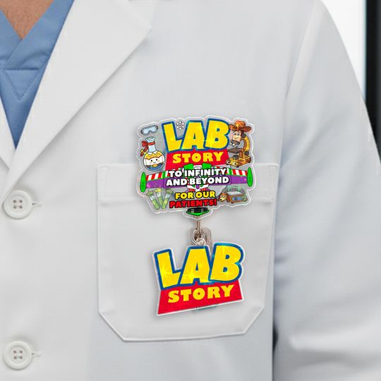 Discover Lab Story Lab Week 2026 Badge Reel, Medical Laboratory Professional Gift, Retractable ID Holder for Lab Techs, Fun Lab Accessory OIOU09