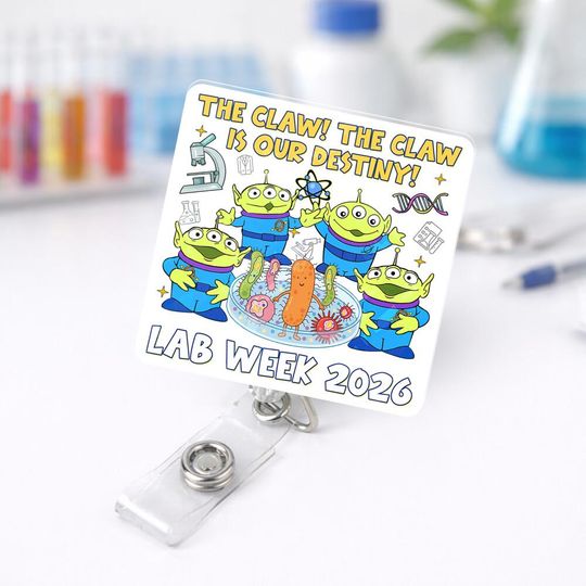 Discover Toy Story Alien Lab Week 2026 Badge Reel, Lab Story Medical Badge Holder, Cute Science Lab Tech ID Reel, Nurse Gift, Lab Week