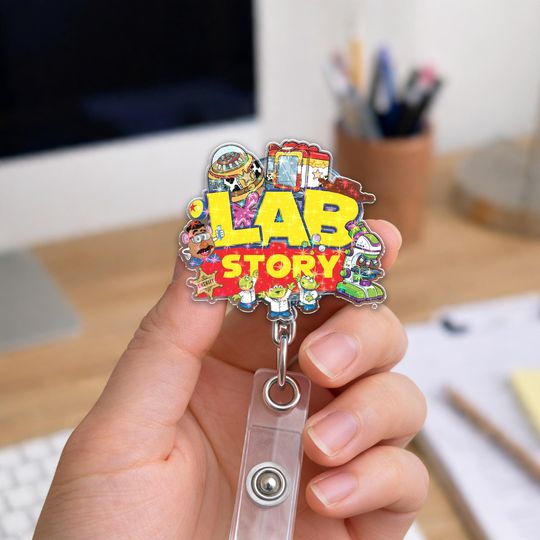 Discover Lab Story Lab Week 2026 Badge Reel, Medical Laboratory Professional Gift, Retractable ID Holder for Lab Techs, Fun Lab Accessory NHNK10
