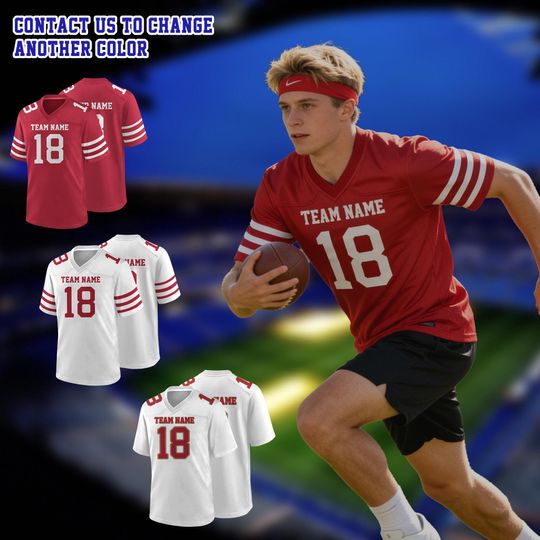 Discover Custom Football Jersey Personalized  Uniform Team Name Number Logo for Fan Shirt San Francisco clothes Men Women and Kids