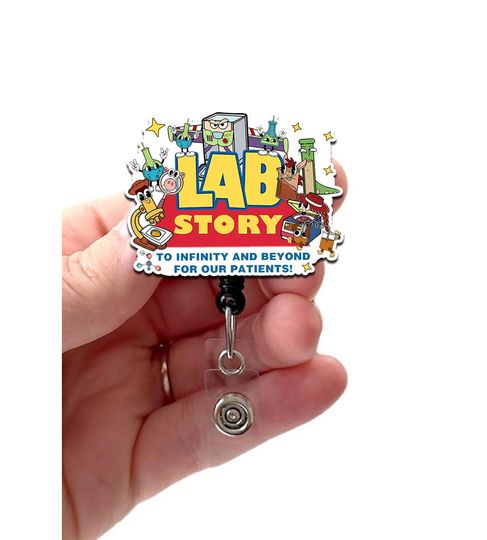 Lab Week 2026 CHARACTERS Badge Reel Acrylic, Lab Story, Beyond For Our Patients, Badge Holder, Lab Tech Badge
