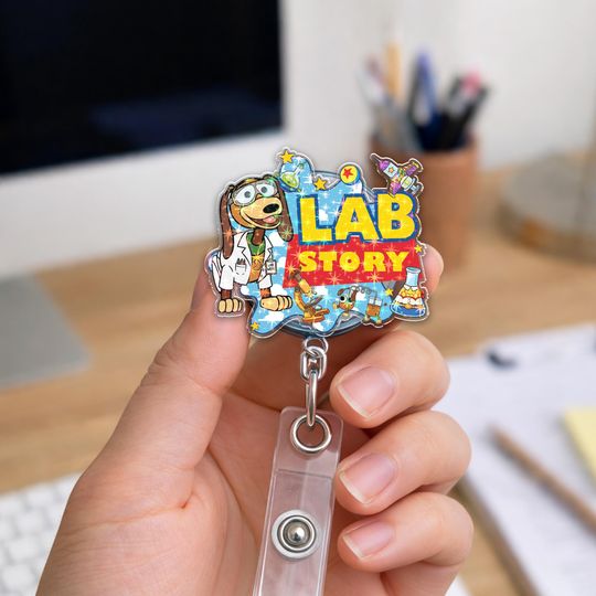 Discover Lab Story Lab Week 2026 Badge Reel, Medical Laboratory Professional Gift, Retractable ID Holder for Lab Techs, Fun Lab Accessory G6GY05-6