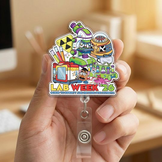 Discover Lab Week 2026 Badge Reel, Laboratory Team Badge Reel, Medical Lab Appreciation Retractable ID Holder, Lab Story Accessory NHNK07