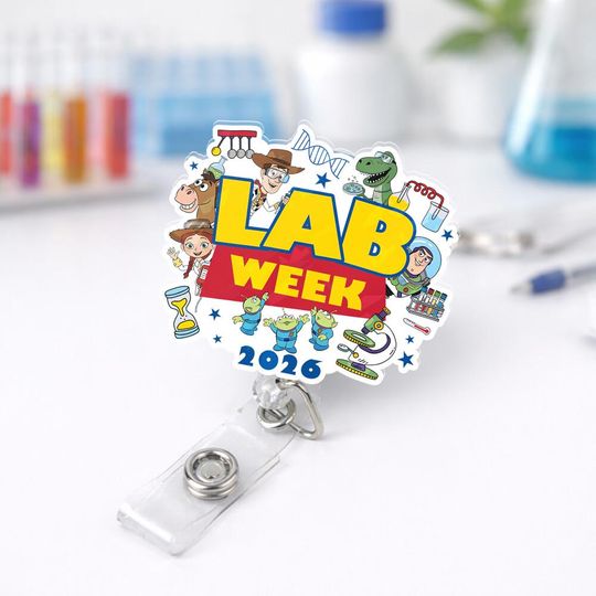 Discover Lab Story Lab Week 2026 Badge Reel, Medical Laboratory Professional Gift, Retractable ID Holder for Lab Techs, Fun Lab Accessory