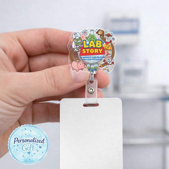 Discover Lab Story Lab Week 2026 Badge Reel, Medical Laboratory Professional Gift, Retractable ID Holder for Lab Techs, Fun Lab Accessory OIOM20