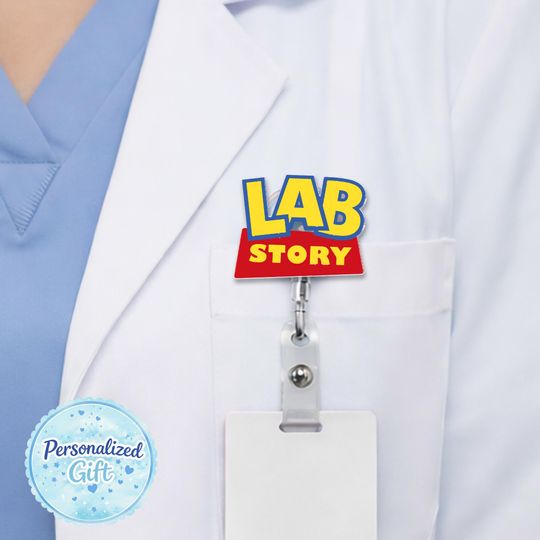 Lab Story Lab Week 2026 Badge Reel, Medical Laboratory Professional Gift, Retractable ID Holder for Lab Techs, Fun Lab Accessory OIOM16-04
