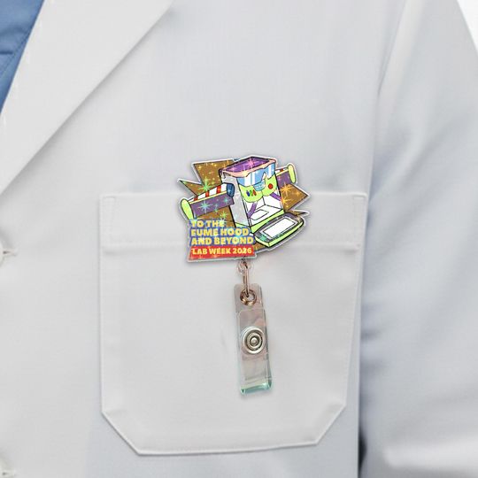Discover To The Fume Hood And Beyond Badge Reel, Lab Week 2026 Buzz Lightyear ID Holder JDJ511