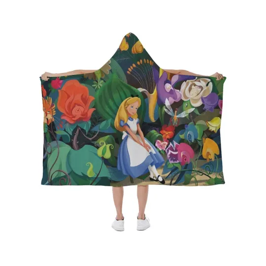 Discover Disney Alice in Wonderland Print Hooded Fleece Blanket