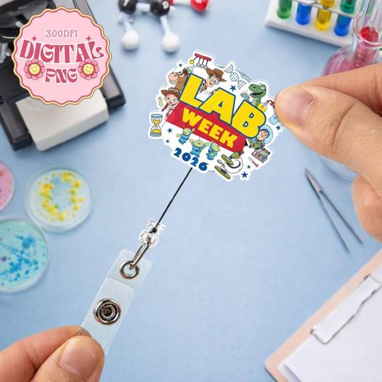 Discover Lab Story Lab Week 2026 Badge Reel File,Medical Laboratory Professional Gift,Retractable ID Holder for Lab Techs Png, Fun Lab Accessory File