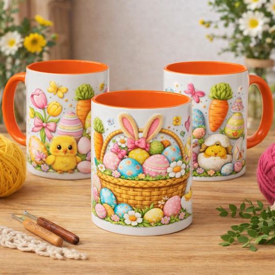 Discover Cute Easter Mug, Easter Basket Mug, Spring Coffee Cup, Easter Gift, Colorful Easter Eggs Mug, Cute Easter Coffee Mug, Spring Mug