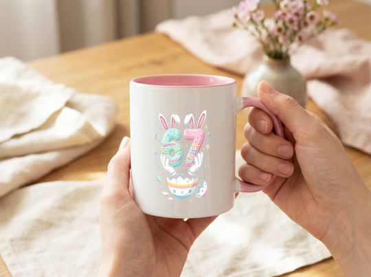 Discover Easter 67 Bunny Coffee Mug, Colorful Rabbit Ceramic Cup, Cute Pastel Kitchen Drinkware, Spring Gift