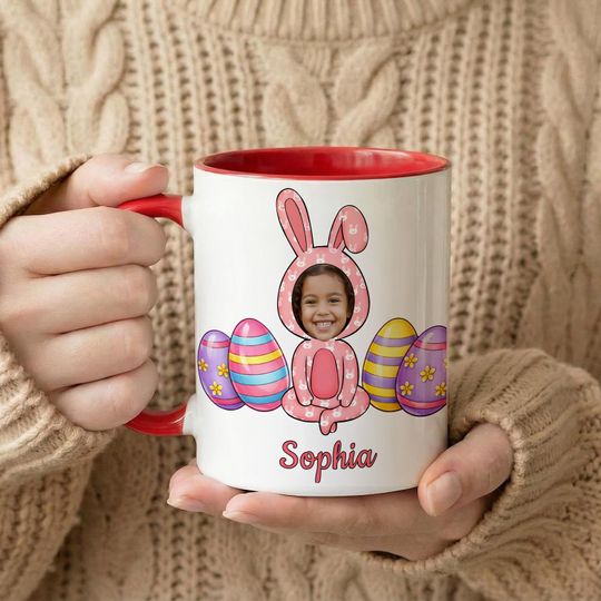 Discover Personalized Easter Bunny Photo Mug, Custom Name Coffee Cup, Easter Gift