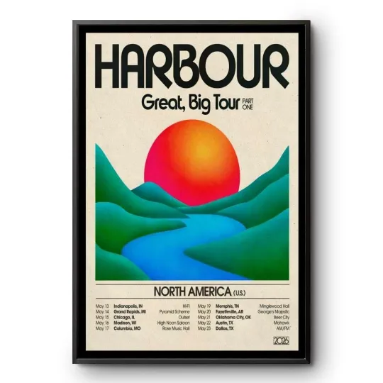 Discover Harbour Great Big Tour 2026 Poster Indie Rock Band North America Vertical Print