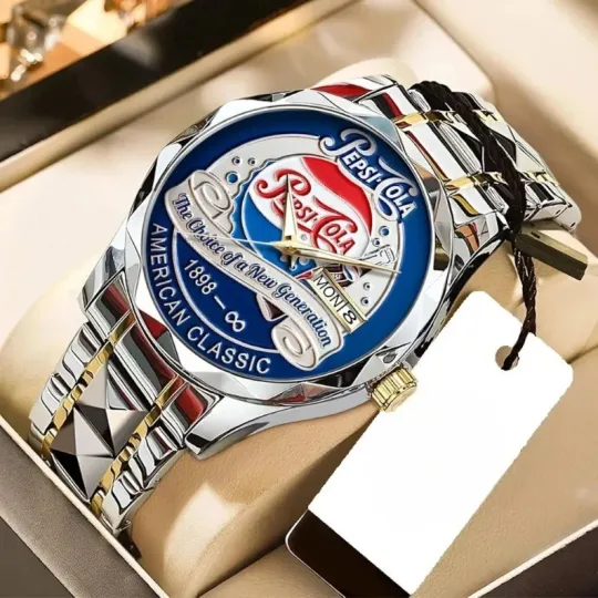 Discover Cola Style Alloy Quartz Watch Luxury Analog Casual Men's Wristwatch