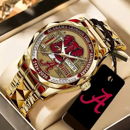 Discover Crimson Tide Football 100th Anniversary 2026 Alloy Luxury Quartz Watch