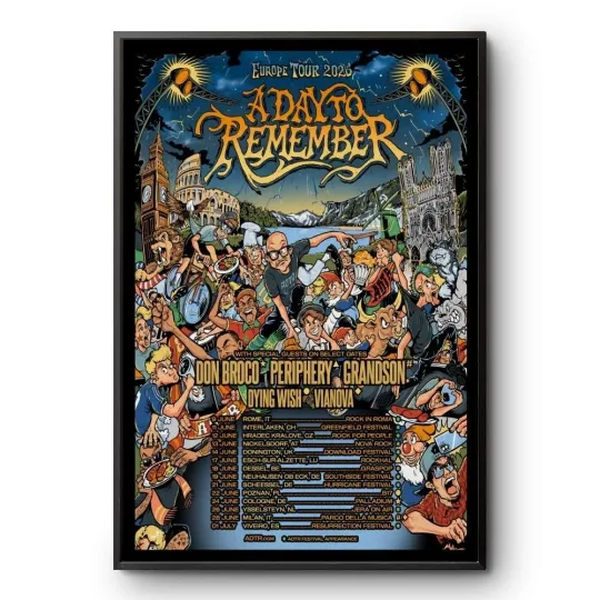 Discover Europe Tour 2026 Poster ADTR Rock Band Vertical Print