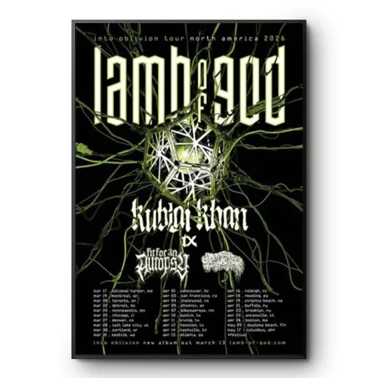 Discover Lamb Of God Into Oblivion Tour 2026 Poster Metal Band Concert Print