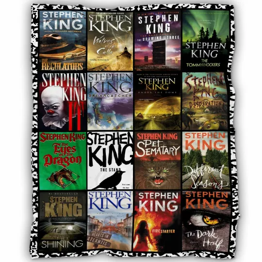 Discover Stephen King Horror Classics Blanket – Iconic Book Covers Collage Design