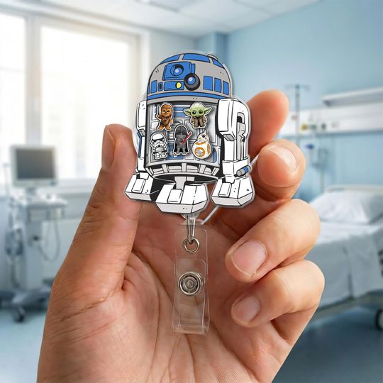 Retro Disney Star Wars Badge Reel with Retractable ID Holder – Galaxy's Edge, Disneyland Trip