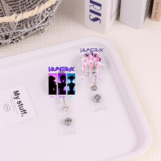 Discover Cute Kpop Demon Retractable Badge Reel,Kpop Hunter Huntrix Girls Acrylic ID Clip,Rumi Zoey Mira ID Holder,Anime Inspired Badge,Kpop Fan Gift