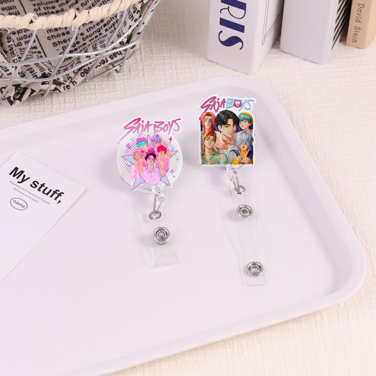Discover Cute Kpop Demon Huntrix Retractable Badge Reel,Kpop Saja Acrylic ID Clip,Hunter Boys Guardian,Anime Inspired ID Holder,Kpop Sajas Fun Gift
