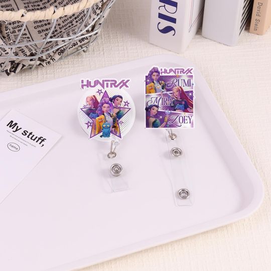 Discover Cute Kpop Demon Retractable Badge Reel,Kpop Hunter Huntrix Girls Acrylic ID Clip,Rumi Zoey Mira ID Holder,Anime Inspired Badge,Kpop Fan Gift