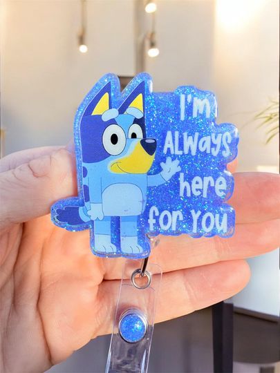 BlueyDad Badge Reel, Nurse Badge Reel, Teacher Badge Reel, Retractable Reel, Glitter Badge Reel, Pediatric badge reel, Mom badge, Kids, Cute