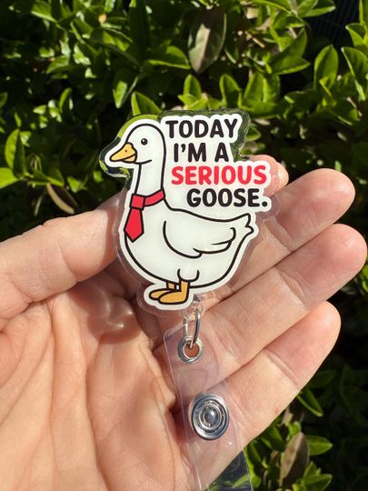 Discover Silly goose badge reel, serious goose badge reel, funny badge reel, id holder, badge clip, funny gift, gift for coworker, funny gift
