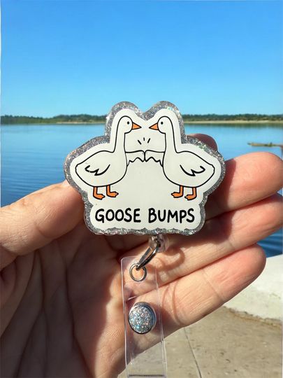 Discover Goose Bumps Badge Reel, Nurse Badge Reel, Teacher Badge Reel, Retractable Reel, Glitter Badge Reel, Funny Badge Reel, Silly badge reel