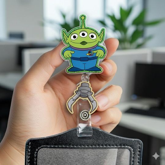 Discover Disney Nurse Aliens Pizza Planet Badge Reel/Toy Story Nurse Badge Clip, Retractable ID Badge Holder, Gift For Nurse, Disneyland Trip OLIN585