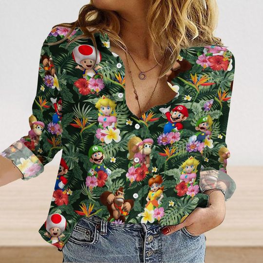 Super Mario Family and Princess Peach Casual Blouse for Women