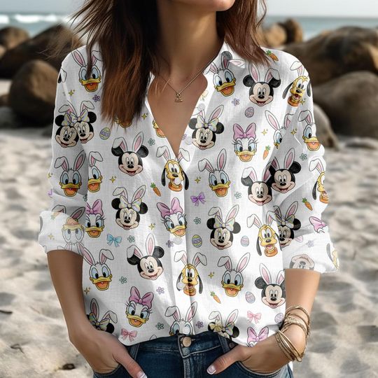 Discover Mickey and Friends Easter Eggs Blouse, Coquette Bow, Epcot Park Easter 2026, Disney World Disneyland Family Trip Summer Shirt