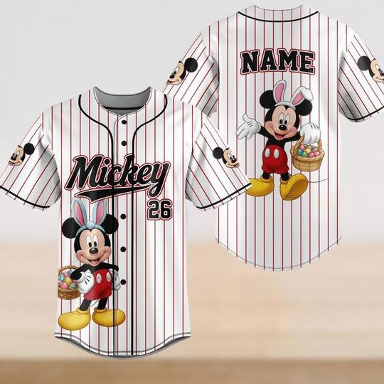 Discover Disney Happy Easter Baseball Jersey with Mickey Mouse and Easter Egg Design