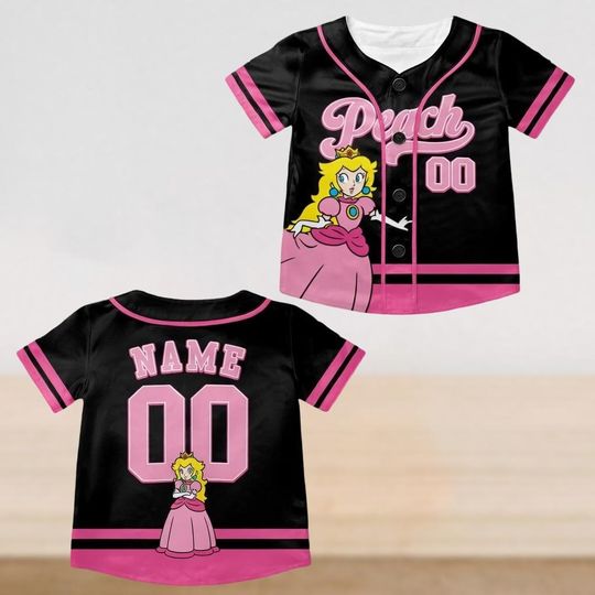 Custom Princess Peach Baseball Jersey, Super Mario Family Shirt, Luigi Yoshi Toad Bowser Donkey Kong Shirt