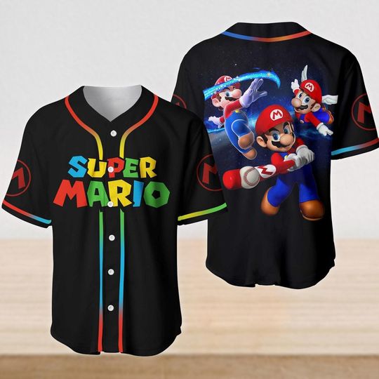 Discover Super Mario Baseball Jersey, Nintendo Fan Gift, Mario Bros Shirt, Gaming T-Shirt, Friends Themed Jersey, Birthday Mario Shirt