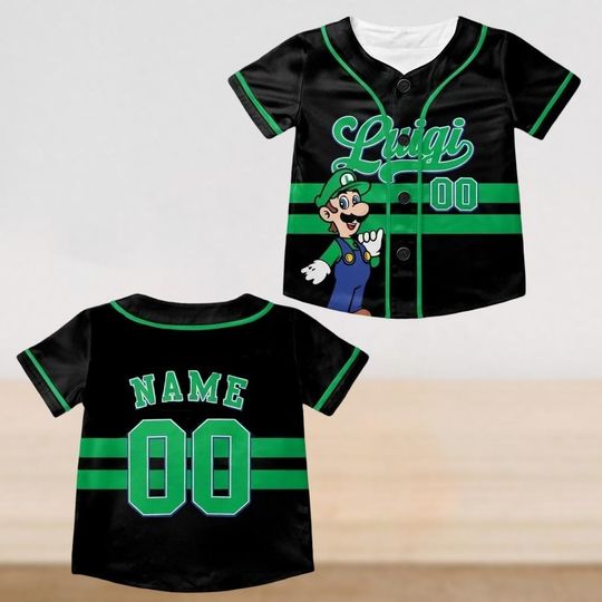 Custom Super Mario Luigi Baseball Jersey, Mario Family Shirt, Birthday Gift, Yoshi Toad Bowser Princess Peach Donkey Kong Jersey
