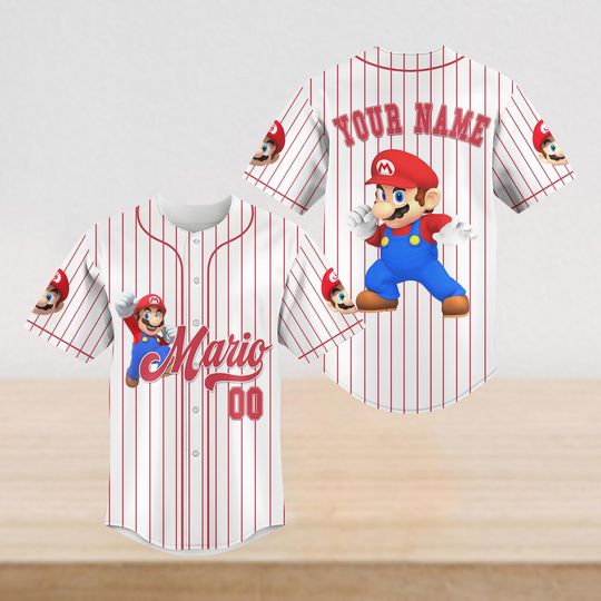 Discover Custom Super Mario Baseball Jersey, Nintendo Fan Gift, Mario Bros Shirt, Mario Gaming Shirt, Mario and Friends Tee, Mario Birthday Top