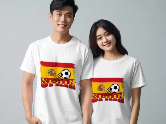 Discover Spain Football T-Shirt European Championship Unisex Soccer Tee Euros 2024