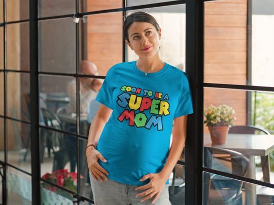 Discover Future Super Mom T Shirt - Matching Family T Shirts - Soon to Be Super Mom Mario Tee - LAT Adult Unisex Shirt - Item 3671 - Full Color