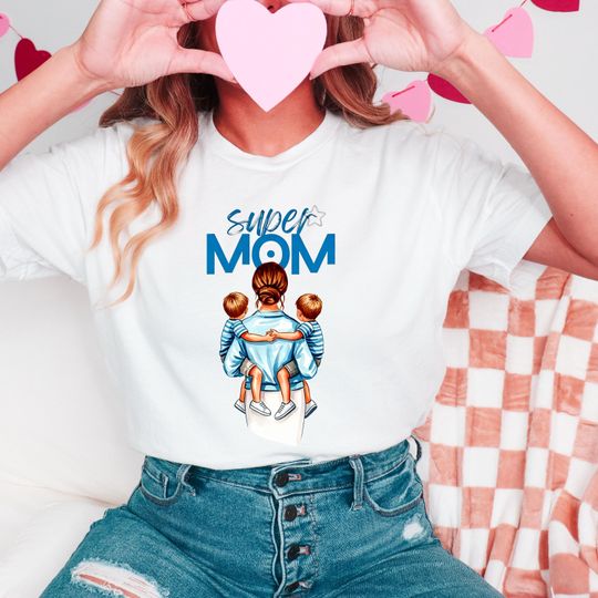 Discover Super Mom Shirt, Mom of Four Shirt, Mothers Day Gift, Mom of girls Tee, Mom Life Shirt, Gift for Mom, Superhero Mom T-Shirt