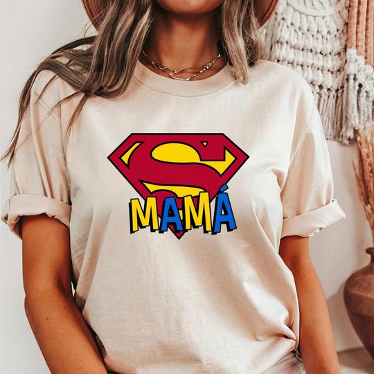 Discover Super Mama Shirt, Funny Super Mom Shirt, Mothers Day Gift for Mom, Hero Mom Graphic Tee, Cool Mama Shirt